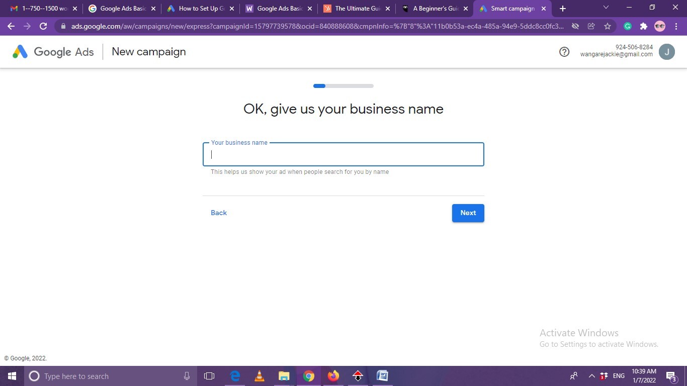 3. Add your Business Name