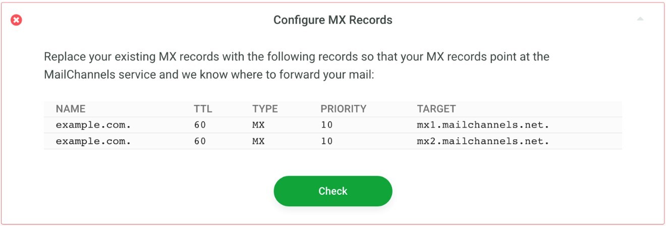 Another example of MX records