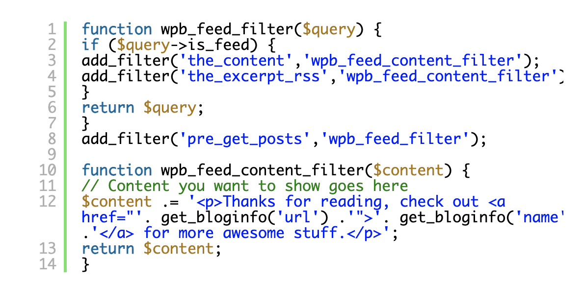 Adding RSS feed footer manually