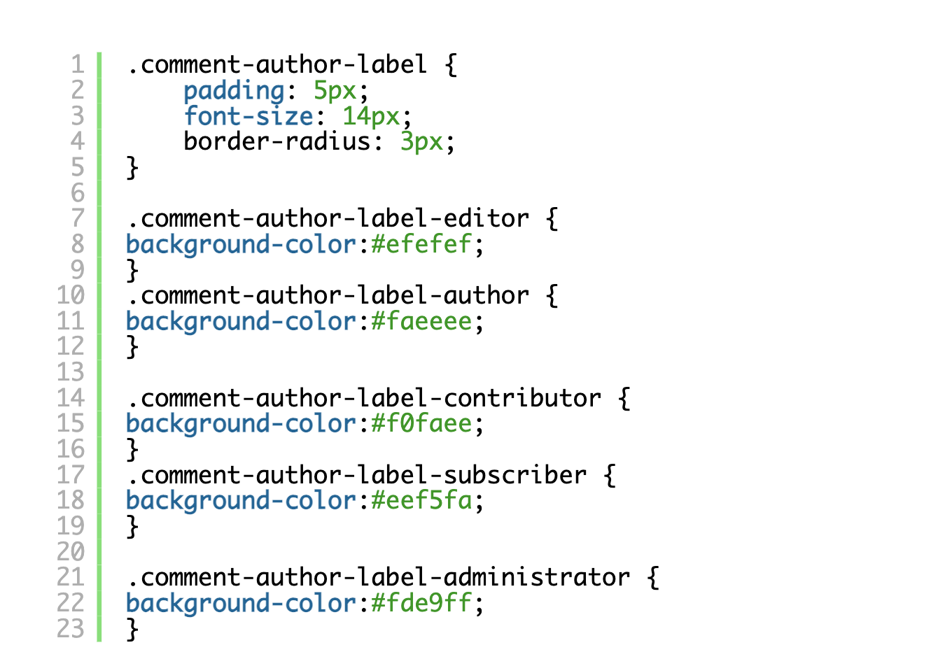 Additional CSS