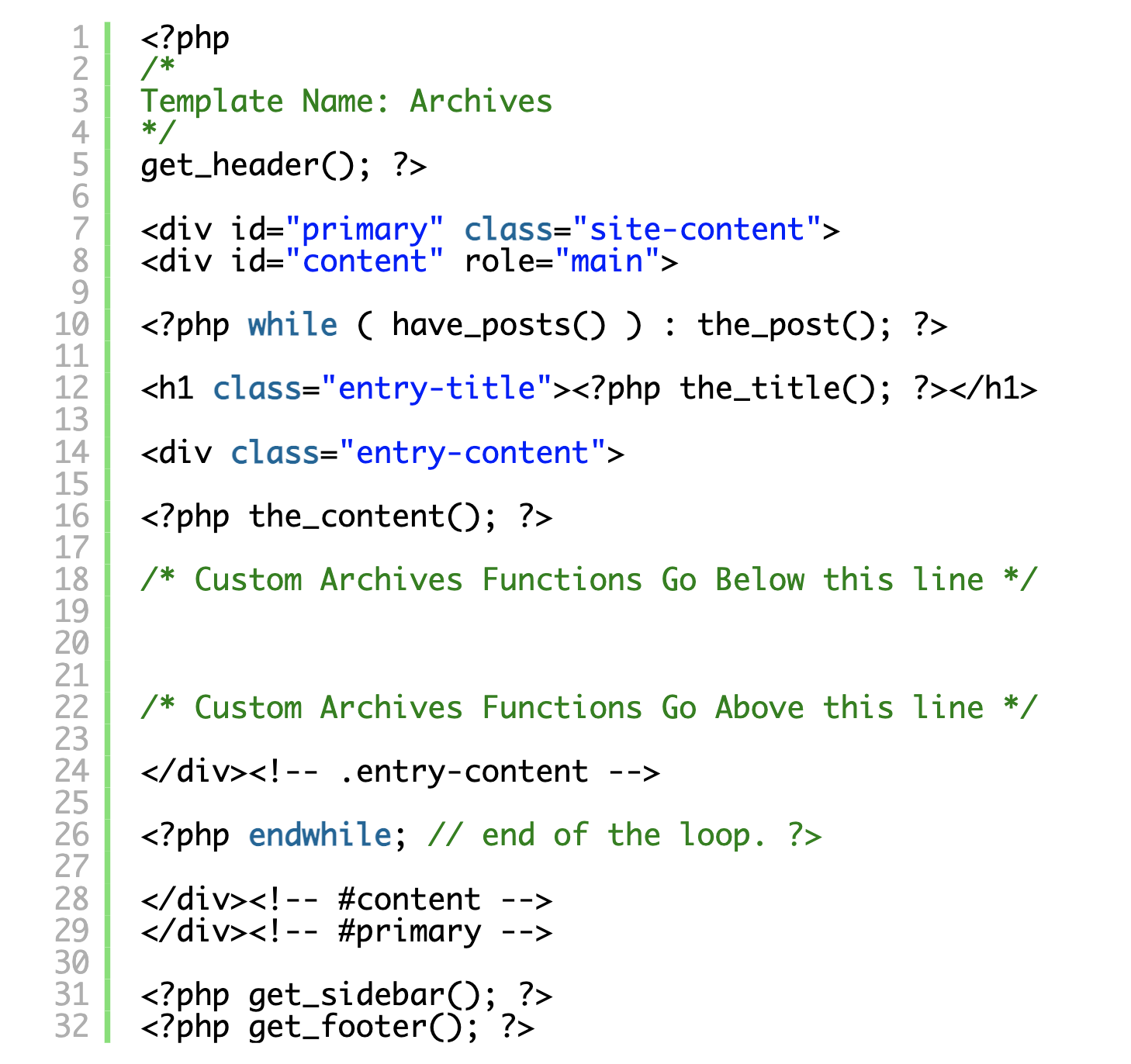 page-archove.php file
