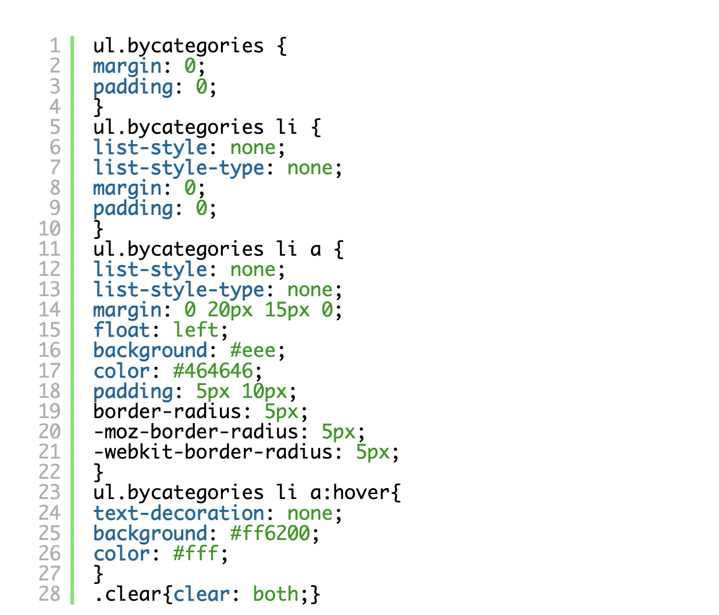 design of the list