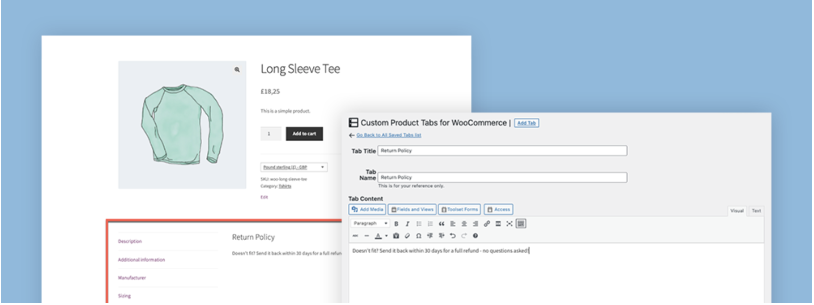 Custom Product Tabs example
