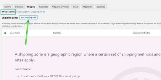 add shipping zone
