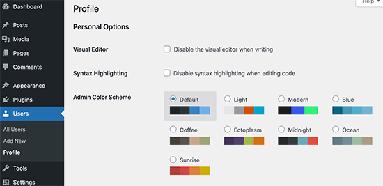 WP-Admin Color Palette