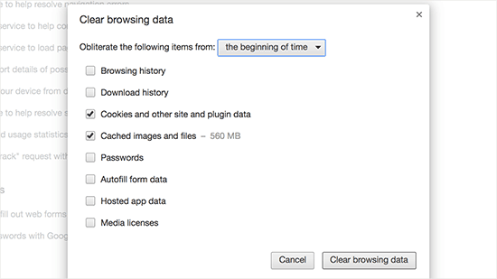 clear browsing cache