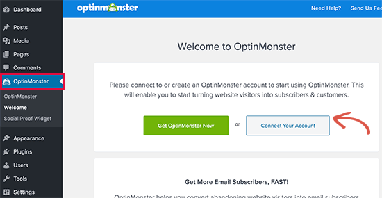OptinMonster account