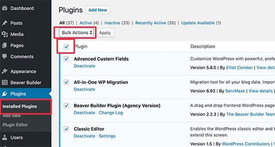 Disable all plugins
