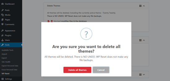 Delete all themes