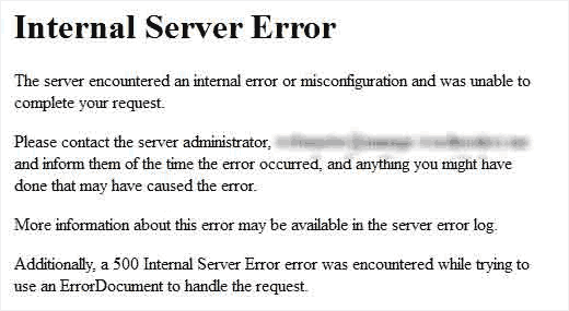 internal server error