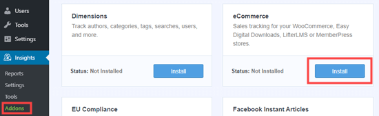 monsterinsights ecommerce