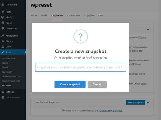 Create snapshot