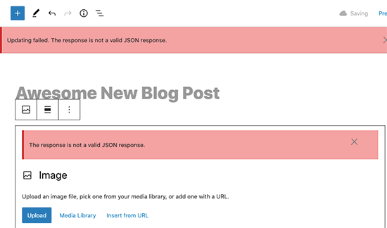 reason for the Invalid JSON Error i