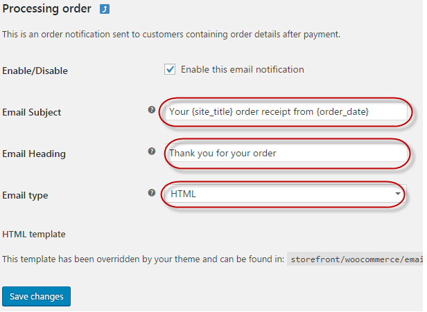 processing order