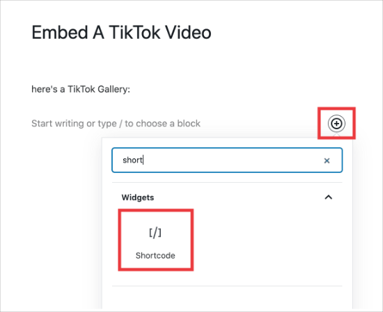 shortcode widget