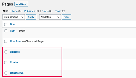 delete pages