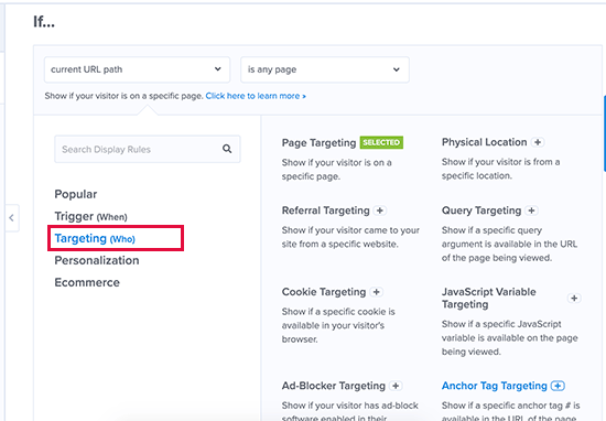Targeting users