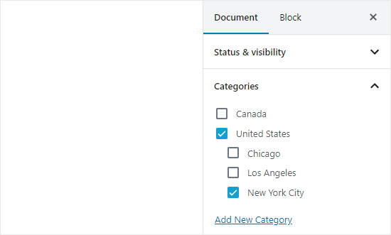 categories in WordPress