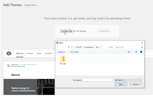 upload theme