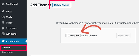 upload theme
