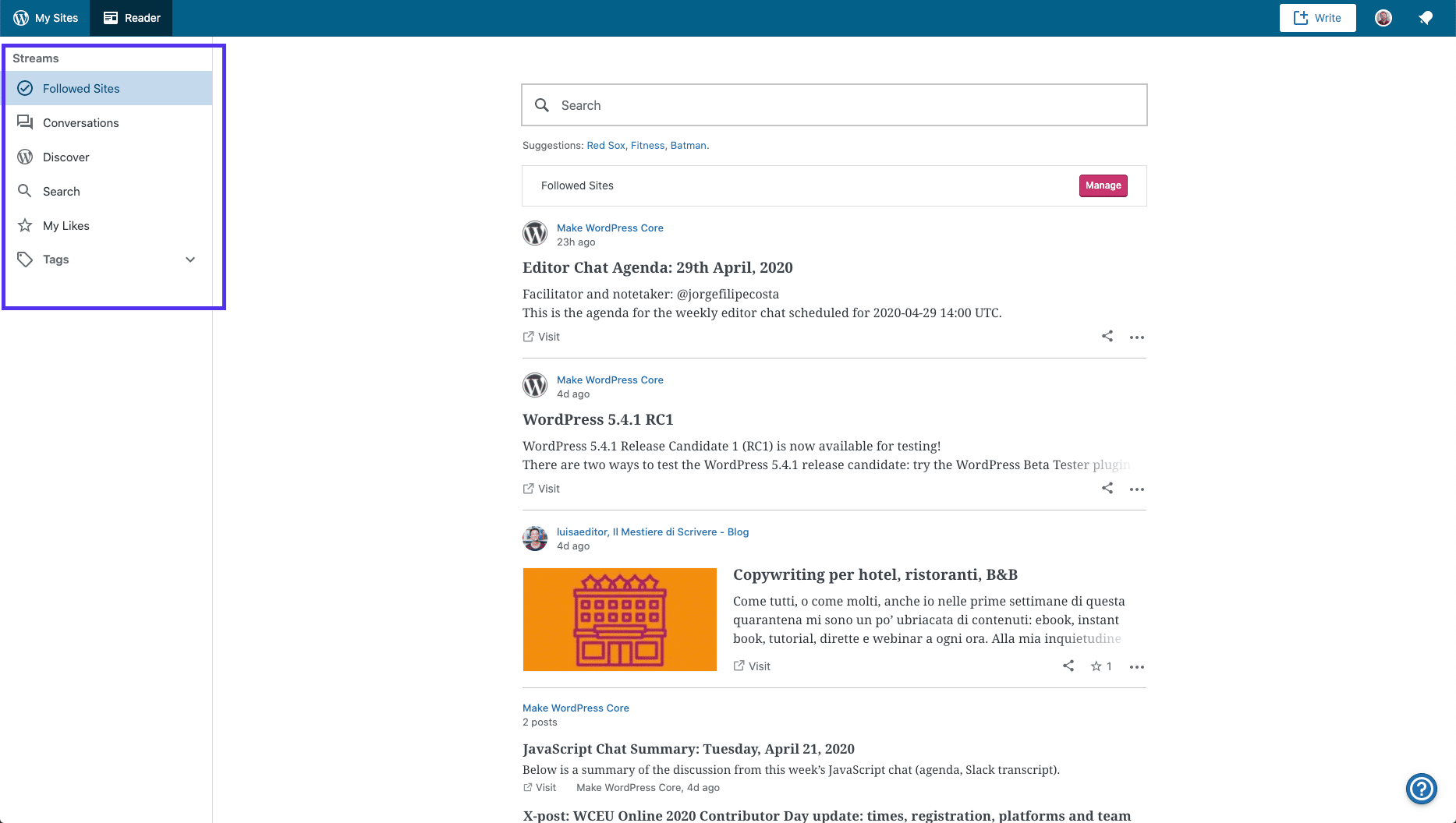 wp dashboard
