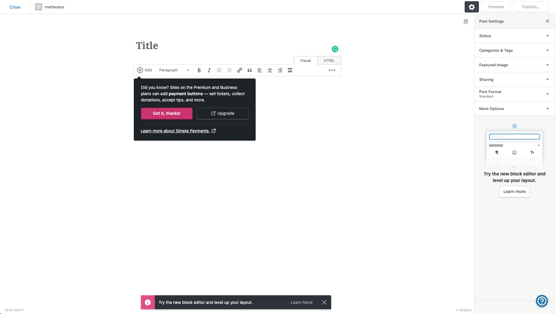 wordpress.com editor
