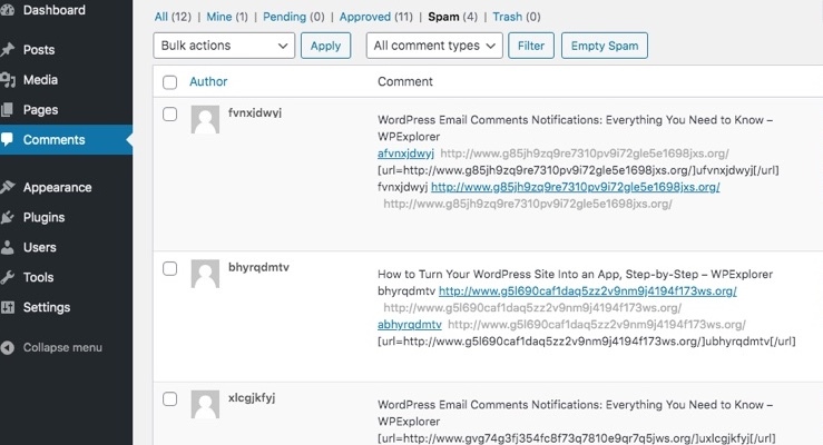 What are spam comments