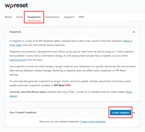Create Snapshot