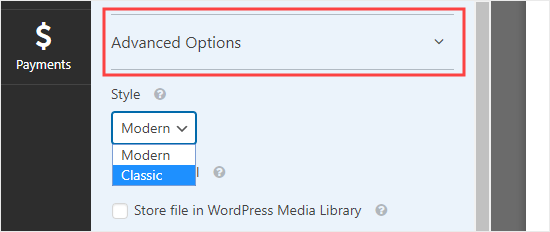 Advanced Options